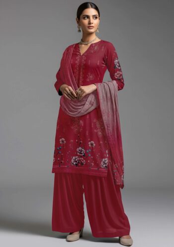 Crimson Red Floral Lawn Suit TMS